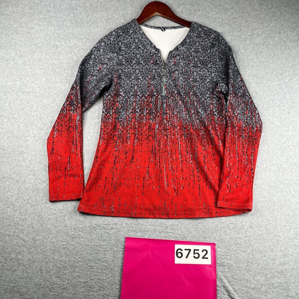 Flamingals Long Sleeve Shirt Ombre 1/2 Zip Casual Stretch Small